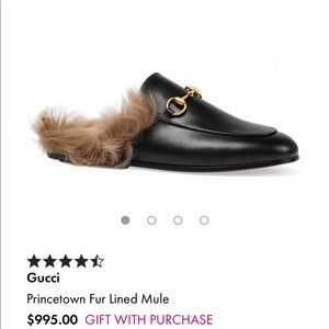 Authentic Gucci Princetown Fur Lined Mule - Black